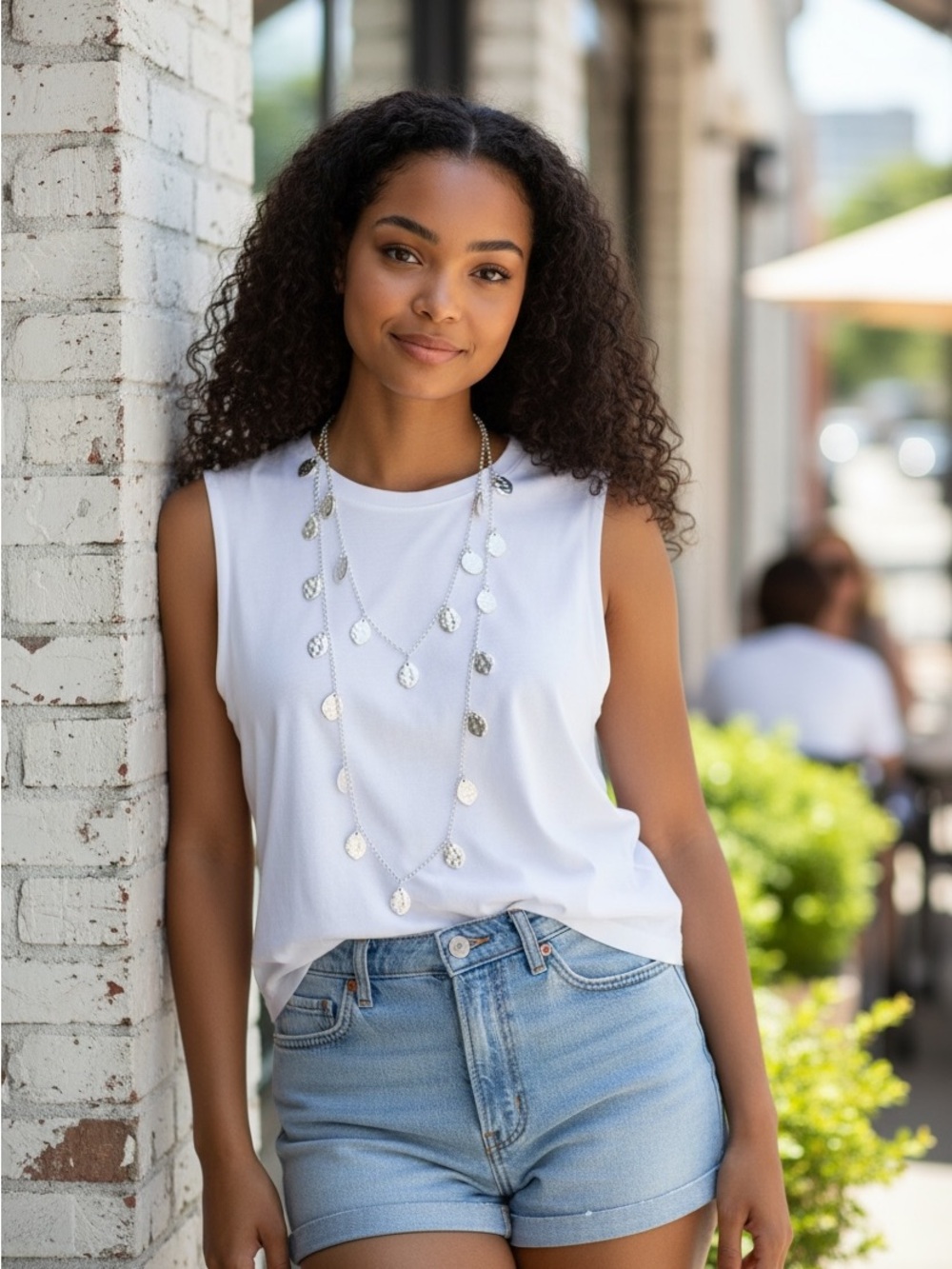 Silver tone layered necklace